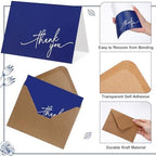 Gueevin 200 Pcs Thank You Cards with Envelopes Stickers, 3.5x5", Navy Blue - Image 3