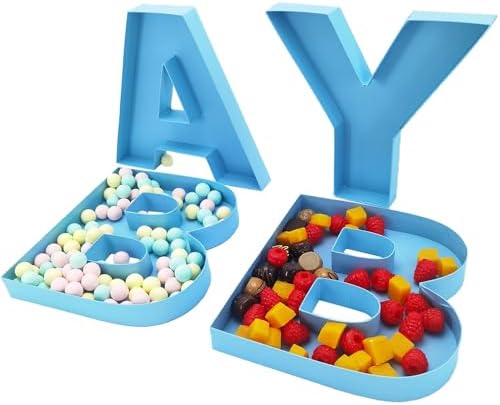 Baby Letter Fillable for Baby Shower Party Sweet Charcuterie Board Food Cardboard Paper Mache Cutout Serving Tray (Blue) - Image 6
