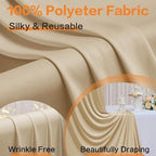 30ft×14ft Long Champagne Backdrop Curtain for Wedding Parties - Image 2