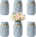 6 PCS 16oz Glass Mason Jars Flower Vases for Centerpieces, Blue by ZHURUININ