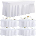 Spandex Tablecloth 5FT Rectangle Table Cover 4 Pack White Wrinkle-Free by Outpain