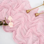 16 Pack Light Pink Cheesecloth Table Runner 10FT Boho Gauze Cheese Cloth Table Runner Vintage Rustic Sheer Table Runners for Wedding Bridal Baby Shower Birthday Party Table Decorations - Image 4