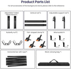 Jiang&Rong Portable Reverse-Folding Backdrop Stand Kit 10ft x 6.5ft(W x H) - Image 6