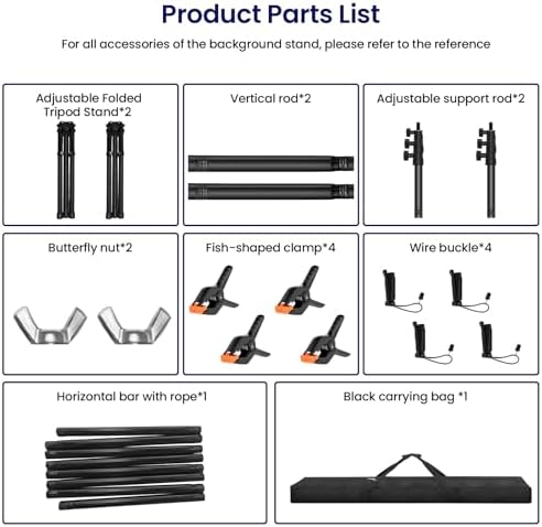 Jiang&Rong Portable Reverse-Folding Backdrop Stand Kit 10ft x 6.5ft(W x H) - Image 6