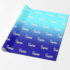 MyPupSocks Custom Text Wrapping Paper Gradient Blue, Personalized Name Gift Wrap Paper Funny Wrapping Paper Roll 58x23 for Boys Girls Kids Birthday Christmas Winter Holiday 3 Rolls - Image 2