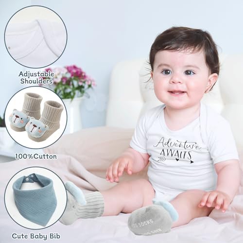 Baby Gift Set Baby Shower Gifts Basket for Newborns New Born Baby Boy Gift Set Blue Baby Gift Basket with Baby Rattle Muslin Towel Security Blanket Gender Reveal Gifts for Baby Girls Boys - Image 2