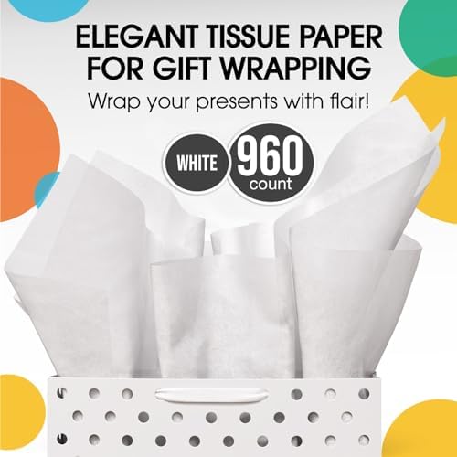 Party Solids White Tissue Paper for Gift Bags 15"X20" 960 Sheets - Image 3