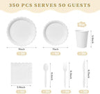 Vyntra 350 Pcs White Paper Plates and Napkins Party Supplies - Image 2
