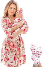 Mommy and Me Robe and Swaddle Set | Maternity Robe Matching Baby Girl, Boy by ECOBABYMadeWithLove