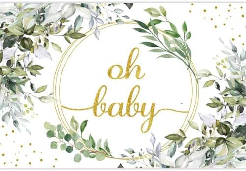 9x6ft Eucalyptus Oh Baby Shower Decorations Backdrop Green Leaves Gender Reveal Background Greenery Spring Leaf Boy Girl Baptism Party Announce Pregnancy Birthday Banner Photo Booth - Image 3