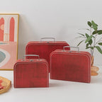 SLPR - Red Cardboard Suitcase Boxes with Handles, Set of 3, Vintage Decor - Image 3