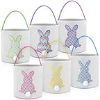 Honeydak 6 PCS Easter Baskets for Kids Fine-lined Wavy Bunny Tote Bags by Honeydak