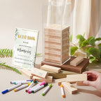 80 Wedding Guest Book Alternative tumbling tower Wooden Block, Greenery - Image 2