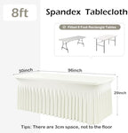 NSSONBEN 2 pk Ivory Spandex Tablecloth for 8 Foot Rectangle Tables,Wrinkle Free High Stretch Cream Fitted Tablecloths with Ruffle Skirt, Elastic Spandex Table Covers 8ft for Parties Weddings Banquet - Image 4