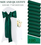 100 Pieces Emerald Green Satin Chair Sashes for Wedding Reception Party Hotel Home Kitchen Decoration-Emerald Green - Image 2