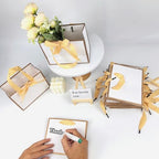 TKSBAG 50 PCS Small White Gold Gift Bags with Bow Ribbon - 6.4x3.1x5.1 Inch Thank You Bags with Handles, Bulk for Baby Shower, Bridal Shower, Wedding, Party Favors, Fathers' Day - Image 5
