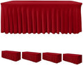4 Pack Red Tablecloths Spandex Table Covers 6ft for Christmas Decor by HolidayIdeas