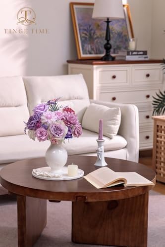 TINGE TIME Wedding Artificial Flowers Combo, Rose Dahlia Peony Light Purple - Image 3
