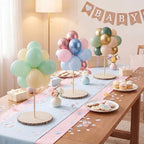 Amyhill 6 Set Balloon Stand Centerpiece for Table with Round Circles Slices Wooden Stand Holder Stick for Birthday Party Baby Shower Gender Reveal Graduation Rustic Wedding DIY Decor - Image 4
