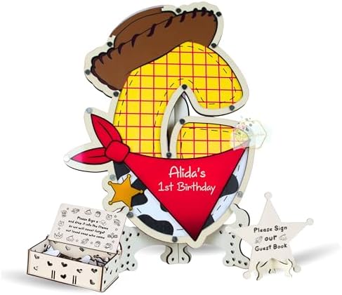 My First Rodeo 1st Birthday Guest Book Alternative Wood Drop Box for Boy by GIFTSH0PBYHELEN