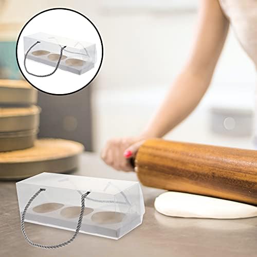 Housoutil 10PCS Clear Bakery Cake Boxes Portable Bakery Box Pastry Dessert Cookie with Handle and Paperboard for Birthday Wedding Mothers Day Baby Shower Graduate Party (White) - Image 5