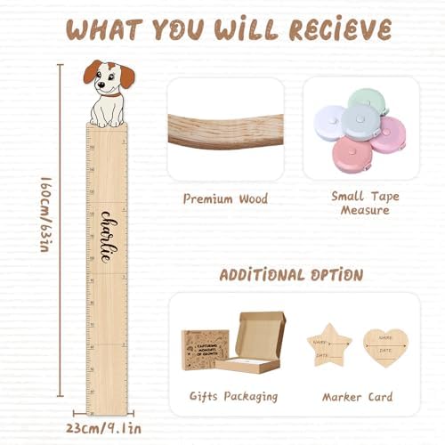Custom Name Wood Height Chart for Kids Wall Measurement - Image 6