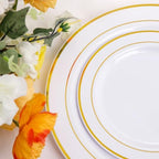NOCCUR 700PCS Gold Plastic Plates - Gold Disposable Dinnerware Set for 100 - Include 200 Dinner/Dessert Plates, 300 Cutlery, 100 Cups, 100 Napkins, Idea for Wedding/Party/New Year - Image 5