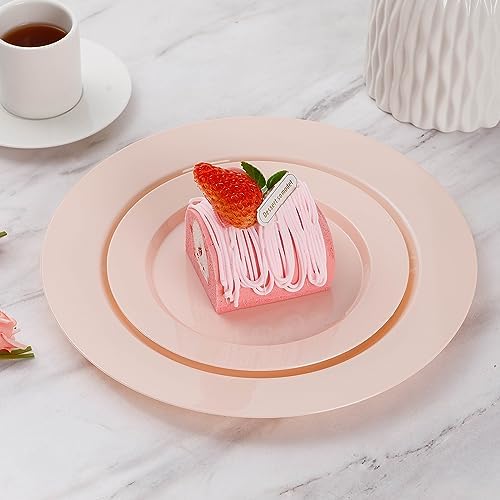 Goodluck 200PCS Disposable Pink Plastic Plates, Heavy Duty Disposable - Image 6