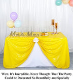 Partisout Rectangle Tablecloth 90x132 inch Sequin Table Cover Disposable Rustic Table Cloths Party Glitter Desk Cover for Party Birthday Halloween Christmas (Yellow) - Image 2