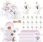 MTLEE 50 Sets Halloween a Little Boo is Almost Du Baby Shower Favors Cute Ghost Candles Unscented with Mini Ghost Thank You Cards Bags for Halloween Boo Gender Reveal Party Supplies (Pink) by MTLEE