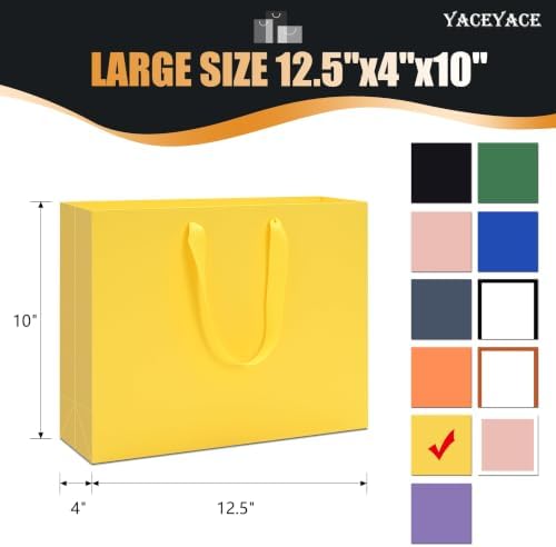 YACEYACE Yellow Gift Bags Bulk, 20 Pack Yellow Gift Bags with Handles - Image 2