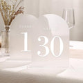 UNIQOOO Frosted Arch Wedding Table Numbers with Stands 1-30, 5x7" Acrylic Display Signs and Holders, Pack of 30, Perfect for Centerpiece, Reception, Decoration, Party, Anniversary, Event by UNIQOOO