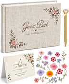 Wedding Guest Book with Embroidered Linen Photo Guestbook for Reception by Unknown