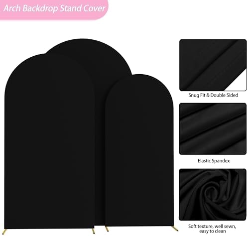 Wokceer Arch Backdrop Cover Black Covers Stretchy Backdrop 7.2FT,6.6FT,6FT - Image 5