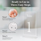 Acrylic Table Numbers 1-20 with Stand, Printed White Font on 4x6 inch Acrylic, Clear Table Number Signs and Holders, Centerpiece for Events, Weddings, Reception, Party, Anniversary, and Decoration - Image 3