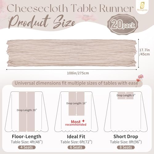 Showgeous 20 Pack Rosy Brown Cheesecloth Table Runner, 17 x 108 Inches - Image 2