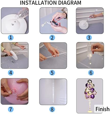 Cicicooie 2 Set Floor Balloon Stand Kit with String Light Balloon Holder Centerpieces Floor Decoration for Birthday Party Bachelorette Party (Purple&Silver) - Image 5