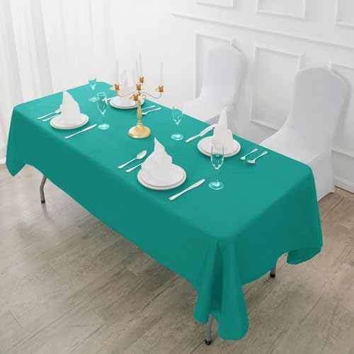 Fokitut 2 Pack Waterproof Rectangle Tablecloth, 60x120 Inch,Stain Resistant and Wrinkle Polyester Table Cloth, Fabric Table Cover for Kitchen Dining, Wedding, Party, Holiday Dinner-Turquoise - Image 5