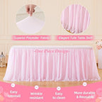 Wish Care 6 Pack Pink Tulle Tablecloth for 6 Foot Rectangle Tables Ruffle Stretch Fitted Table Cloths Wrinkle Free Table Cover with Tutu Skirt for Party Wedding Girls Birthday Baby Bridal Shower Cake - Image 6