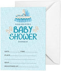 Pack of 30, Boy/Boy Baby Shower Party Collection, Baby Shower Invitation Cards, Fill in the Blank Invites WIth Envelopes, Blue Baby Cot Theme Party Supplies by Inkdotpot
