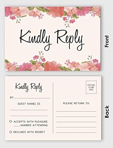 50 Blank RSVP Postcards Floral Print 4"X6" Response Cards,RSVP Reply Card for Wedding,Bridal Shower,Baby Shower - Image 3