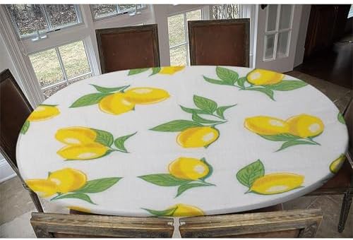 Lemon Love Print Tablecloth Oval Wipeable Spillproof Elastic for Anniversary Bachelorette Party Baby Shower Fits for 48" x 68" Oval Table - Image 6