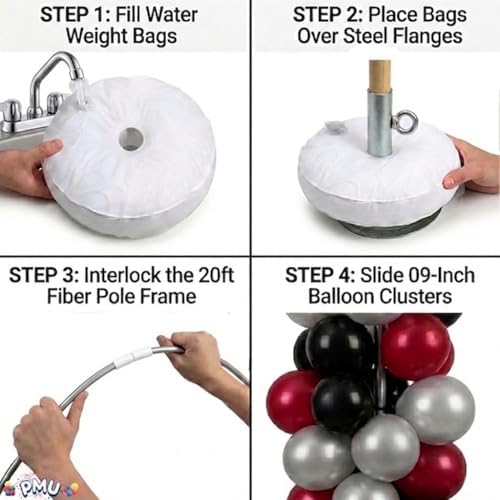 PMU DIY Professional Balloon Arch Deluxe Kit (Black, Red and Silver) Balloon Garland for Party Decoration, Decoration Kit for Birthday Party, Wedding, Graduation, Baby Shower (41689-61646) Pkg/1 - Image 6