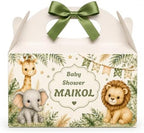 Personalized Baby Shower Keepsake Boxes. A set of 12 boxes personalized with the baby's name to add a special touch to your celebration. (Safari) by Handmade