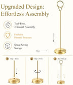 Radezon 21 PCS Gold Table Number Holders With Table Numbers 1-20 & Head Table Card, 8" Weighted Base Place Card Holders for Outdoor Wedding, Windproof Sturdy Metal Photo Stands for Reception Tables - Image 5