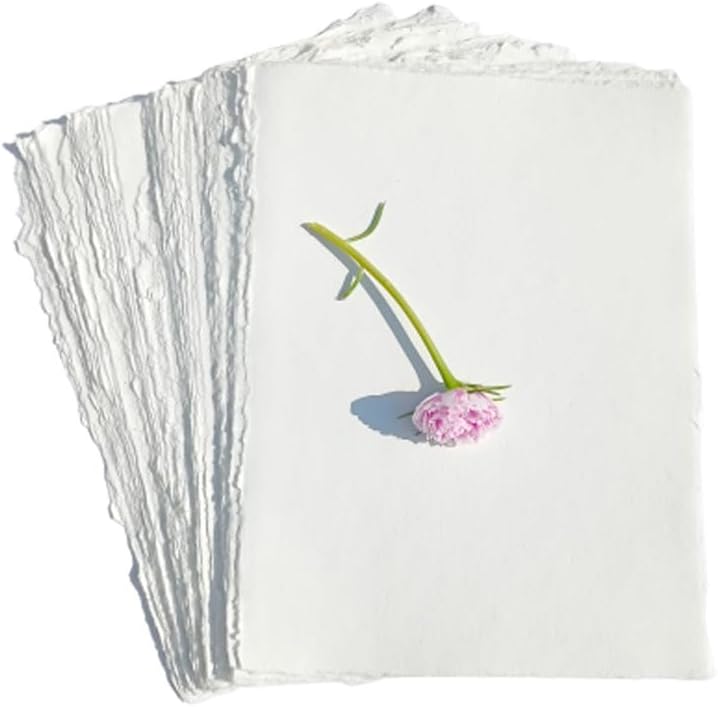 Habiller Deckle Edged Handmade Paper Wedding Invitation Card Stock, Baby Shower Card, Ideal for Calligraphy, Drawing, Watercolor Paper Made of Cotton Rags-Off-White- Pack of 100- (4x9-100) - Image 2