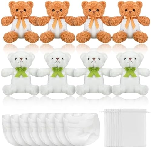Seenelling 8 Sets Bear Diaper Changing Baby Shower Game Kit, Brown, White by QianRuu