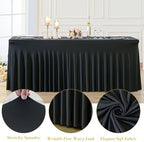 gogoparti 6 Pack Spandex Black Fitted Table Cloth for 6ft Rectangle Tables Black Stretch Tablecloth Table Covers Skirt Banquet Wrinkle Free Tablecloths for Parties Wedding - Image 6