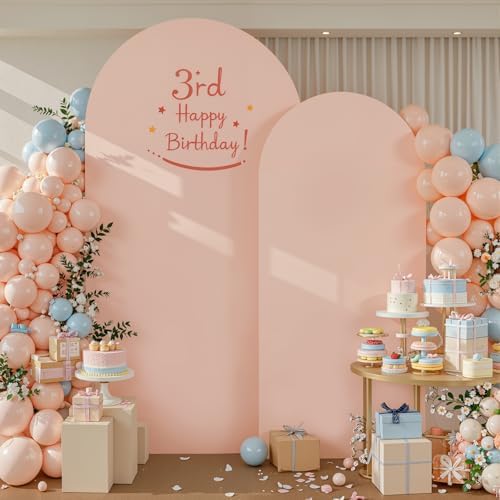 Nude Arch Covers Set of 2-7.2 and 6ft Nude Arch Backdrop Cover Spandex Wedding Balloon Arch Stand Covers for Baby Shower Birthday Party Bridal Shower Photo Arch Covers Stretchy Backdrop - Image 3