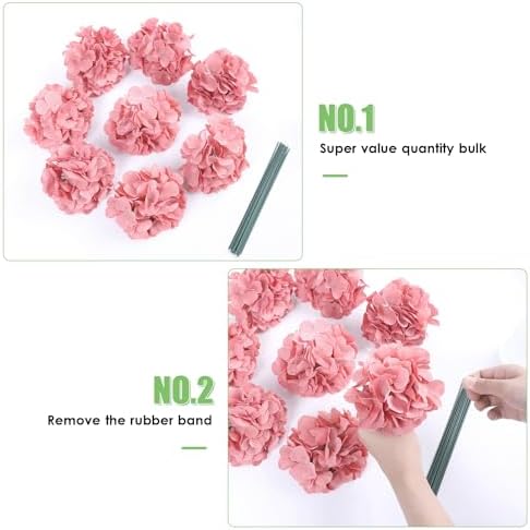 AVIVIHO 65pcs Fake Flowers Dusty Rose Hydrangea Artificial Flowers Bulk (Not Squished, No Steaming Need) Silk Flowers with Stems for Wedding Decor,Home,Baby Shower,Table Centerpieces Decoration - Image 6